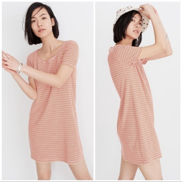 Madewell | Swingy Tee Dress in Stripe Pattern Cotton NWOT - Picture 1 of 10